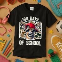 100 Days Of School Deer Hunting Deer Camo Hunter Kids T-Shirt thumb 3