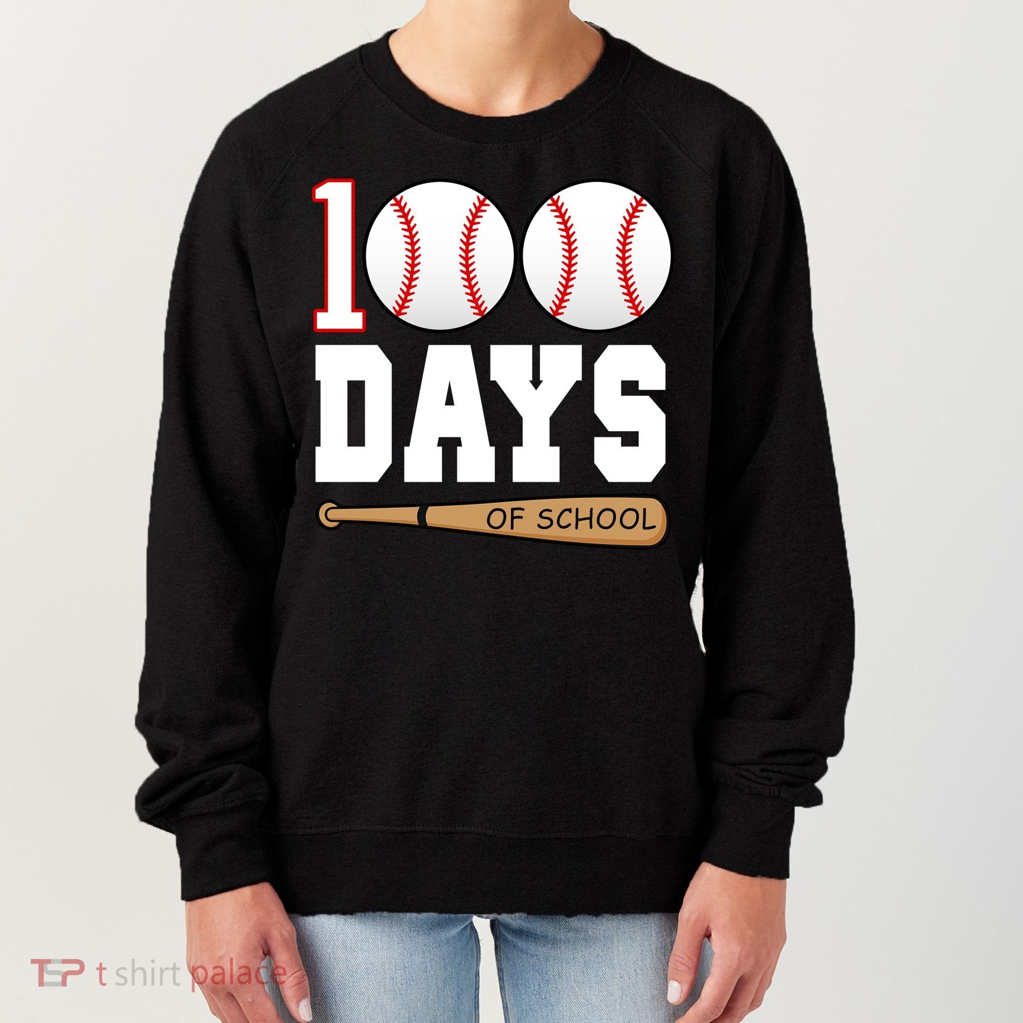 100 Days Of School Baseball Bat And Ball Women's Sweatshirt