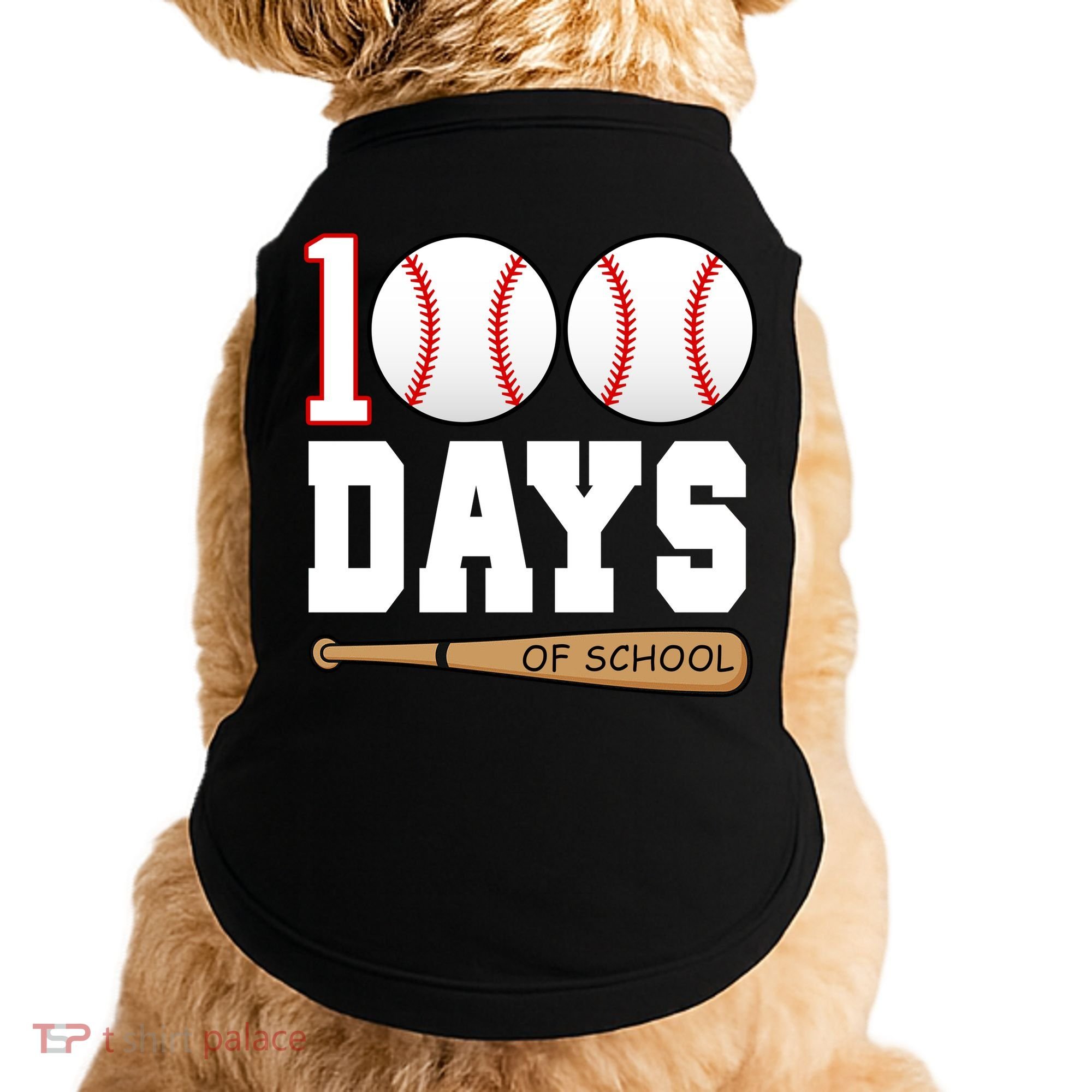 100 Days Of School Baseball Bat And Ball Doggie Tank