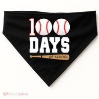 100 Days Of School Baseball Bat And Ball USA-Made Doggie Bandana thumb 0