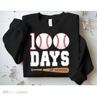 100 Days Of School Baseball Bat And Ball Sweatshirt thumb 2