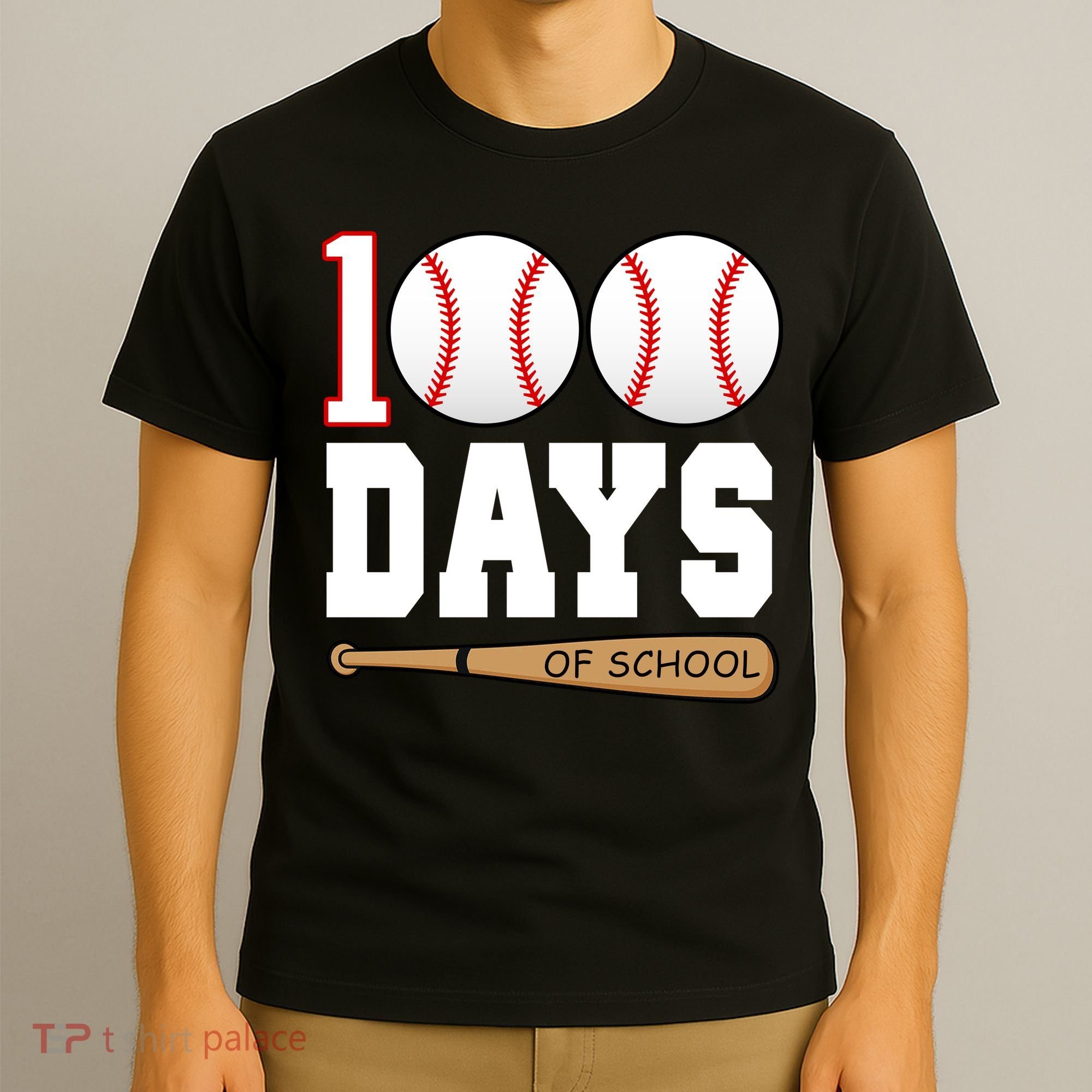 100 Days Of School Baseball Bat And Ball T-Shirt