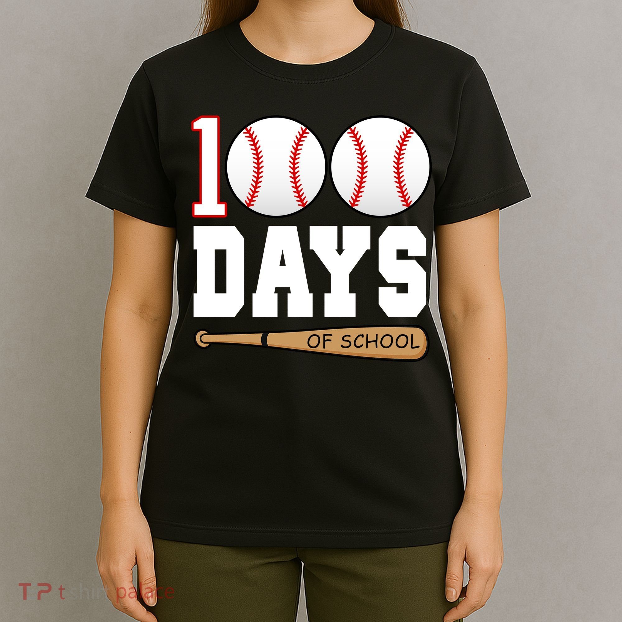 100 Days Of School Baseball Bat And Ball T-Shirt