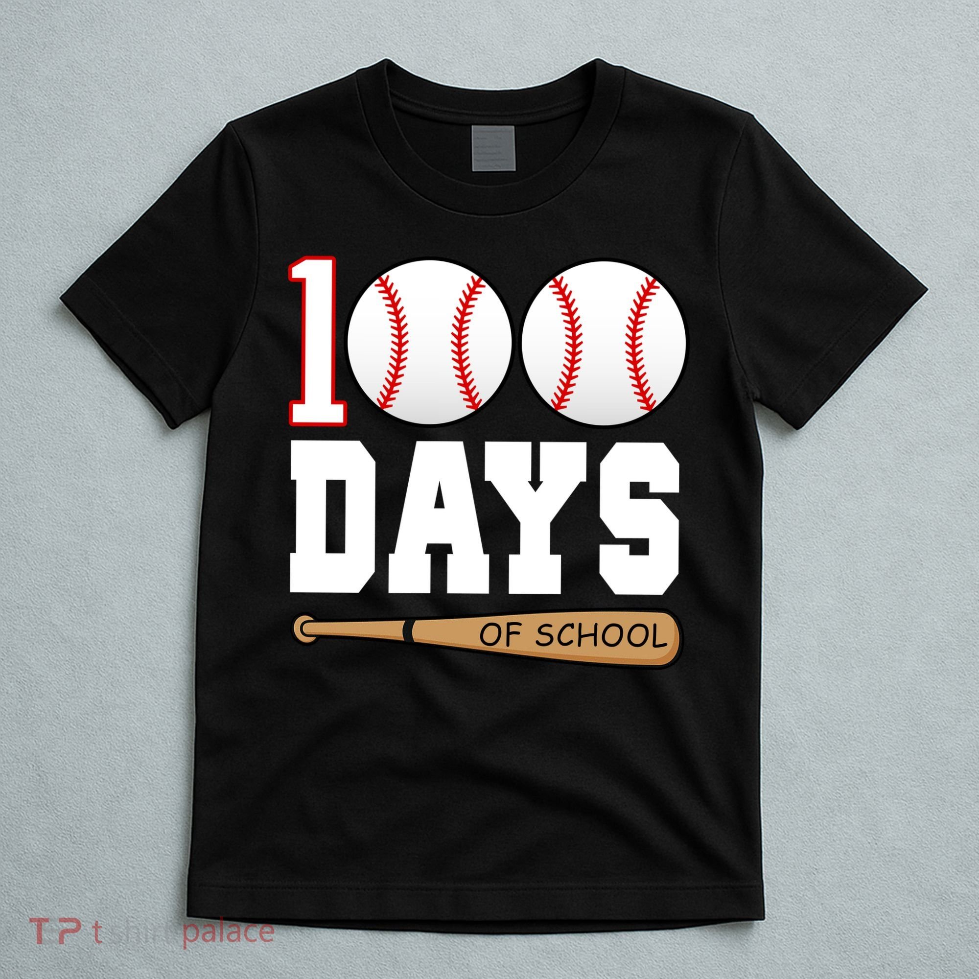 100 Days Of School Baseball Bat And Ball T-Shirt