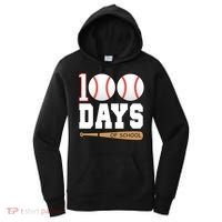 100 Days Of School Baseball Bat And Ball Women's Hoodie thumb 0