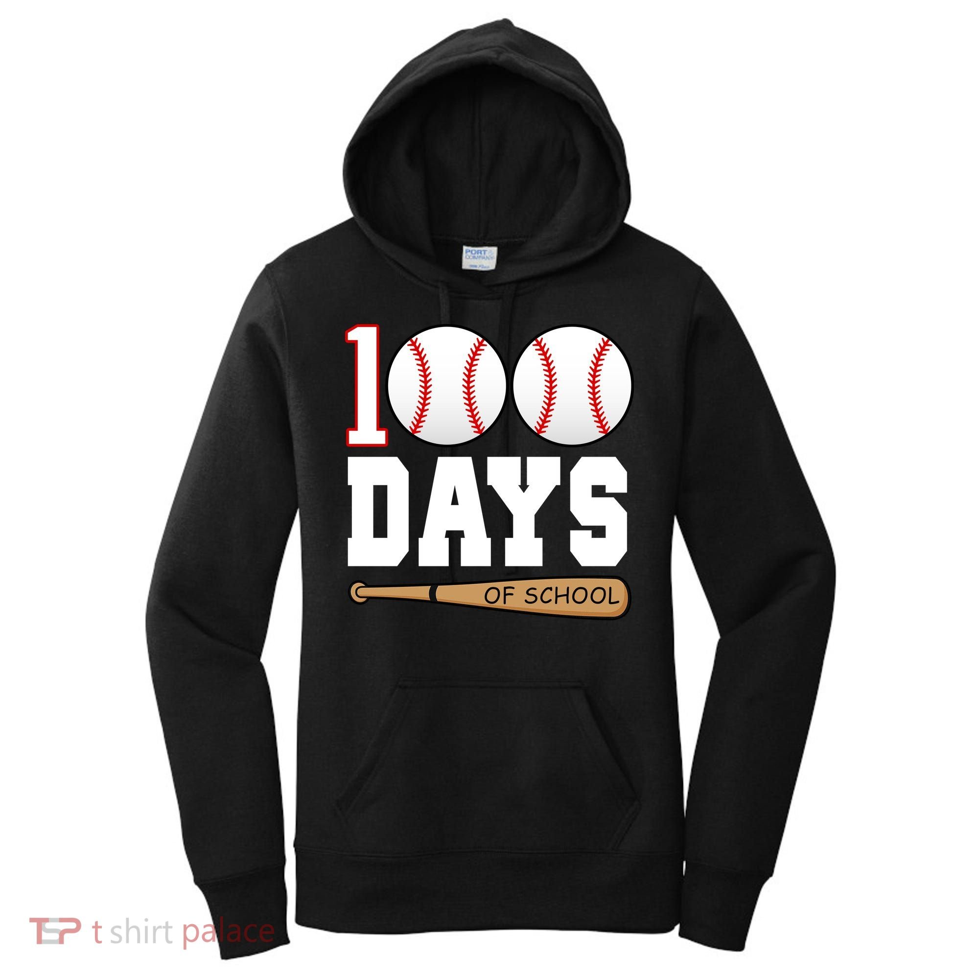 100 Days Of School Baseball Bat And Ball Women's Hoodie