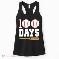 100 Days Of School Baseball Bat And Ball Women's Tank Top thumb 0