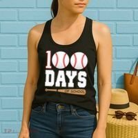 100 Days Of School Baseball Bat And Ball Women's Tank Top thumb 2