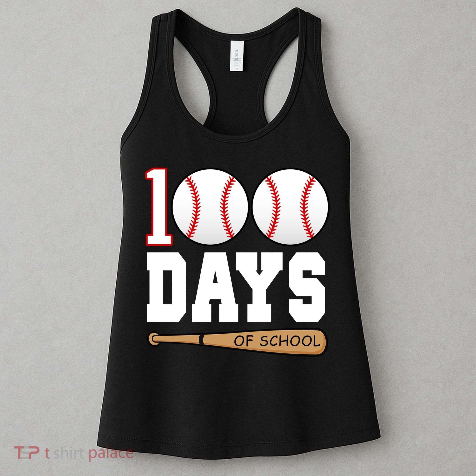 100 Days Of School Baseball Bat And Ball Women's Tank Top