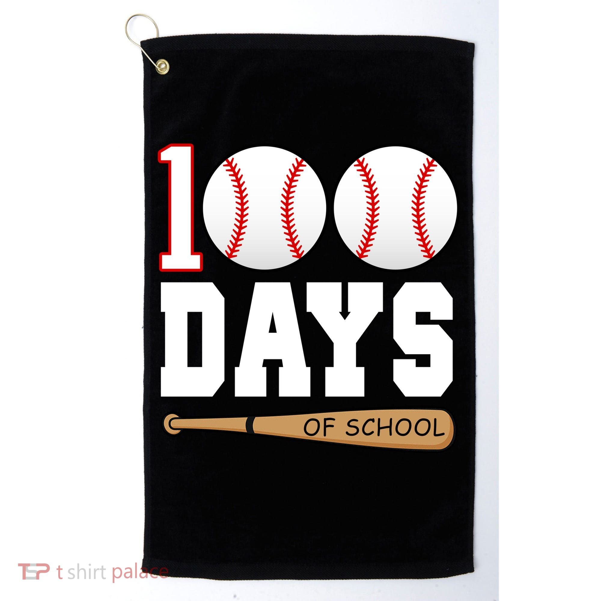 100 Days Of School Baseball Bat And Ball Golf Towel