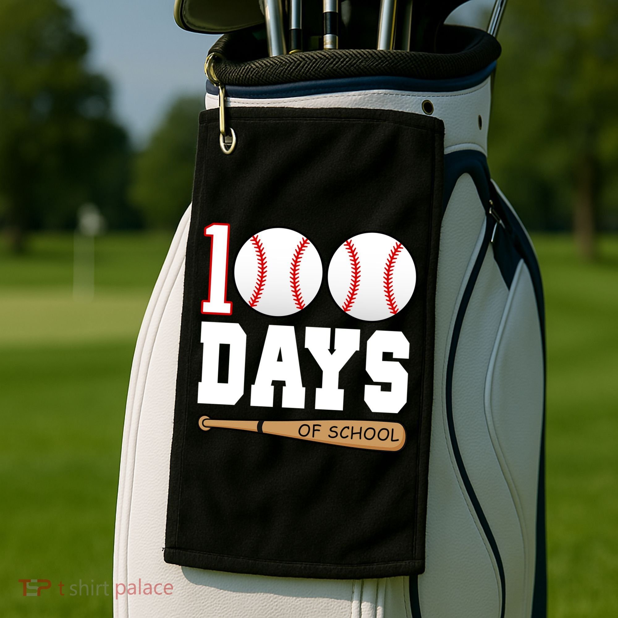 100 Days Of School Baseball Bat And Ball Golf Towel