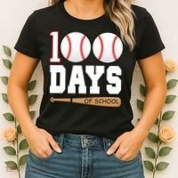 100 Days Of School Baseball Bat And Ball Women's T-Shirt thumb 2