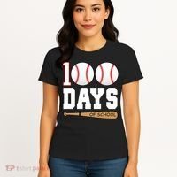 100 Days Of School Baseball Bat And Ball Women's T-Shirt thumb 4