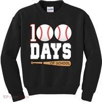 100 Days Of School Baseball Bat And Ball Kids Sweatshirt thumb 0