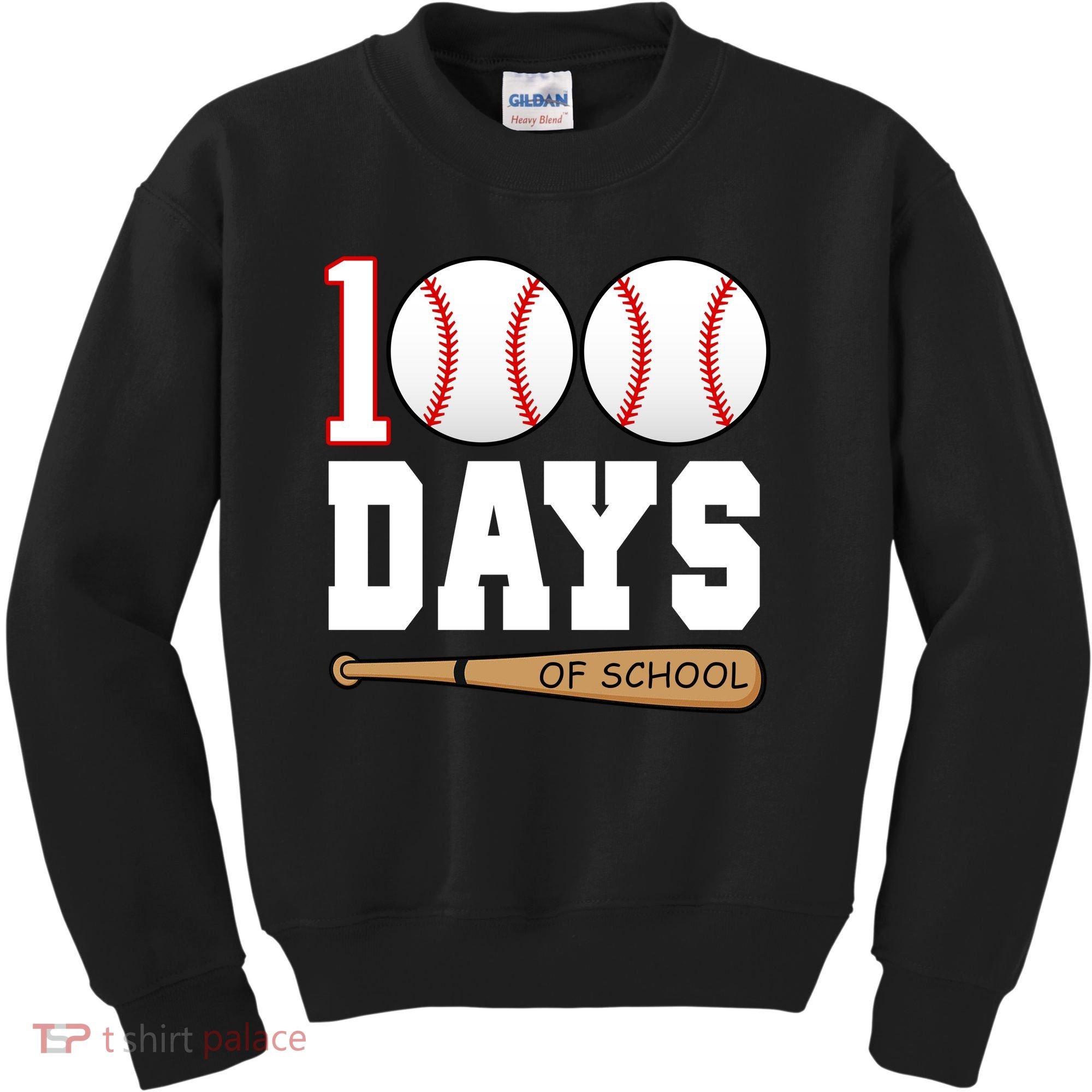 100 Days Of School Baseball Bat And Ball Kids Sweatshirt