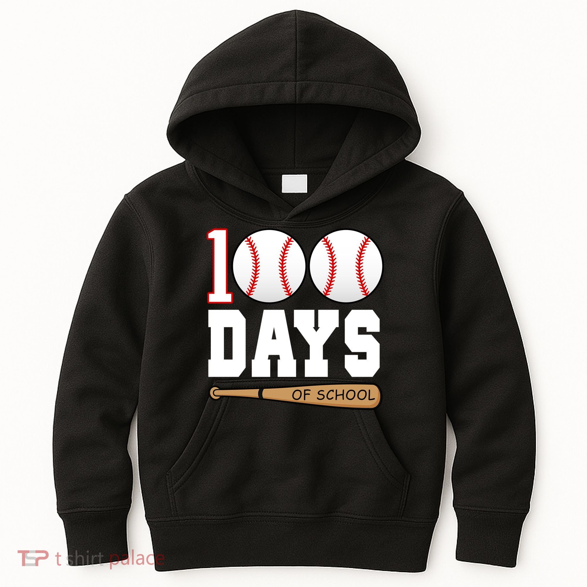 100 Days Of School Baseball Bat And Ball Kids Hoodie