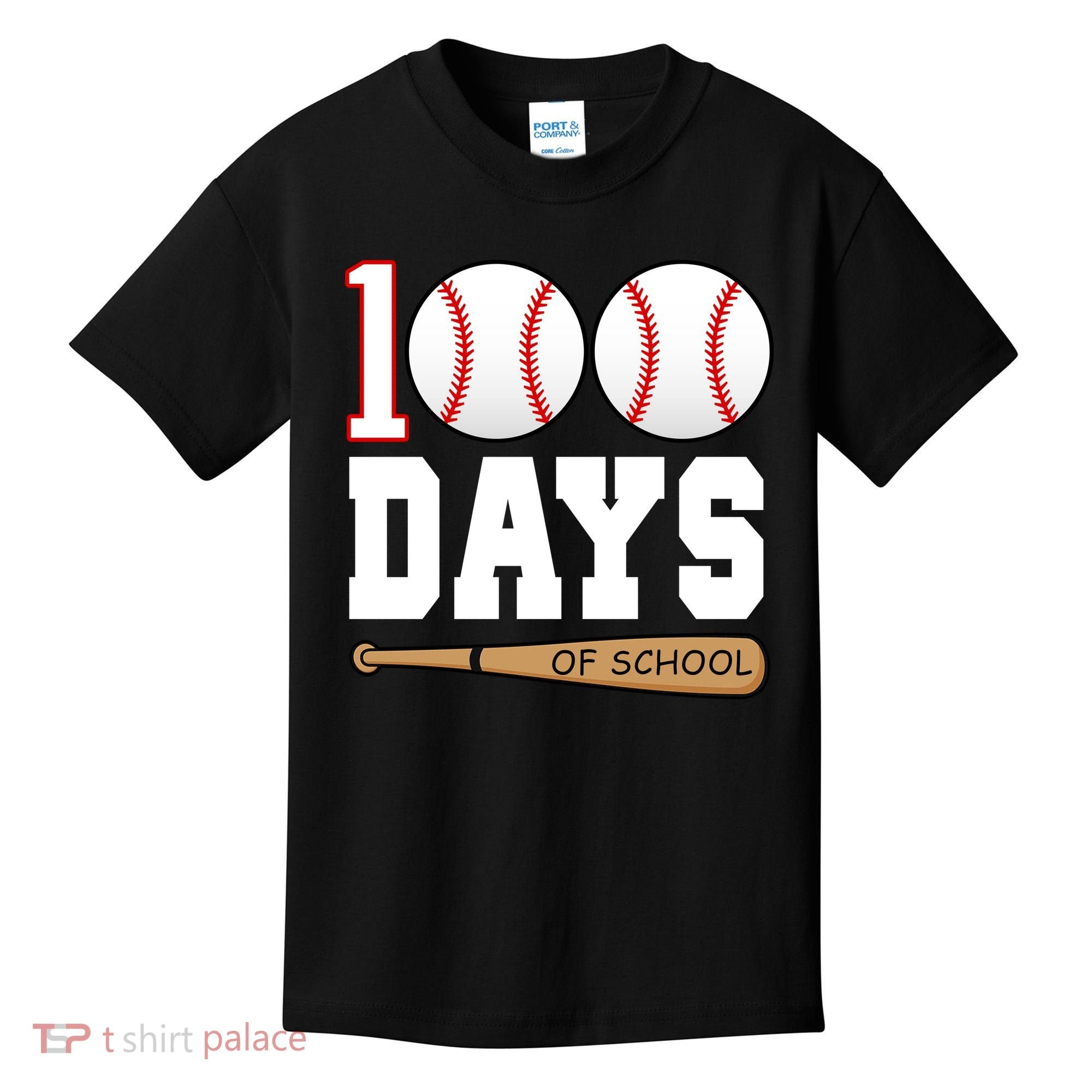 100 Days Of School Baseball Bat And Ball Kids T-Shirt