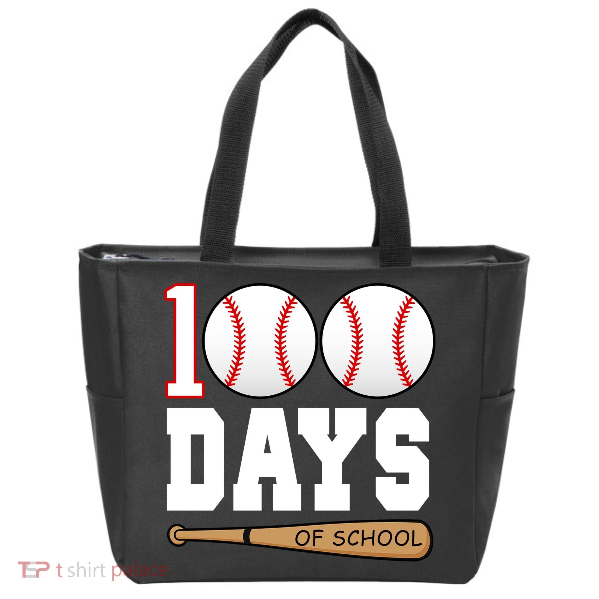 100 Days Of School Baseball Bat And Ball Tote Bag