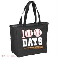 100 Days Of School Baseball Bat And Ball Tote Bag thumb 2