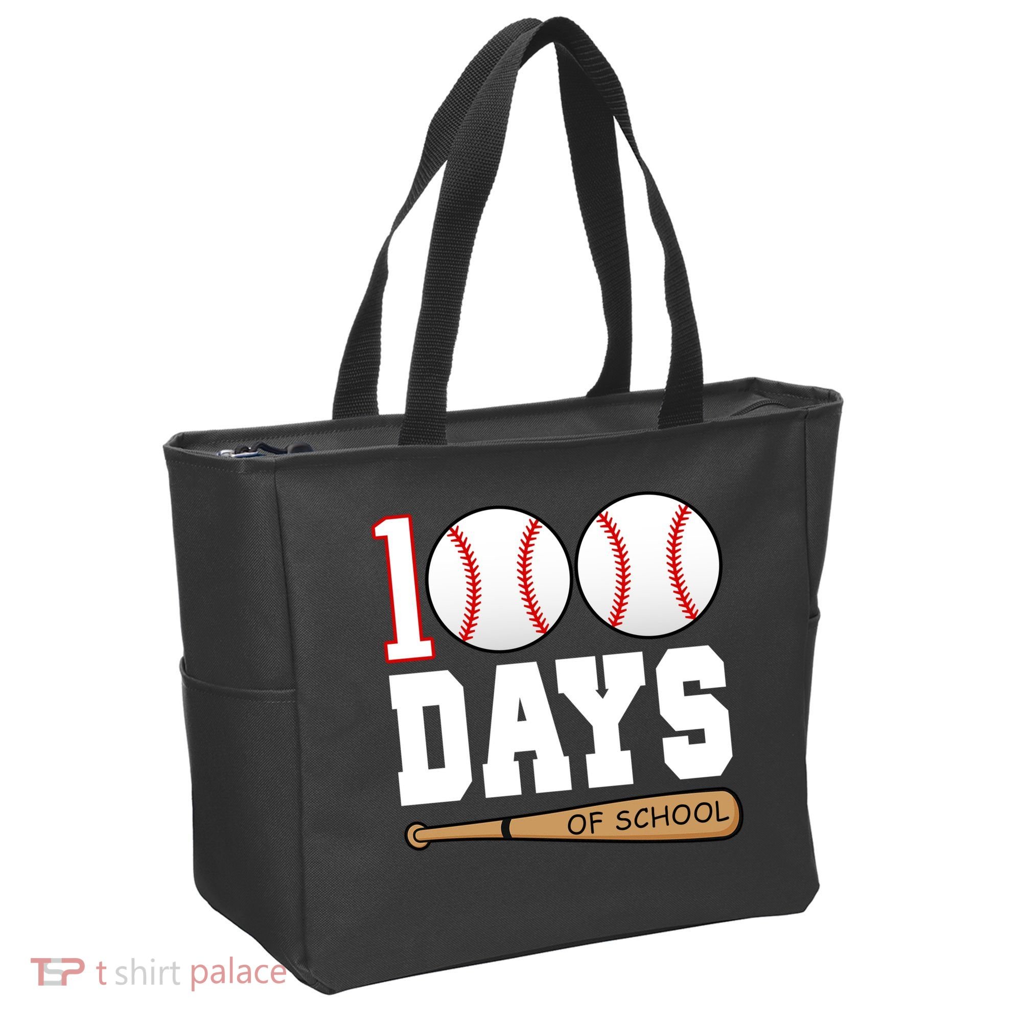 100 Days Of School Baseball Bat And Ball Tote Bag