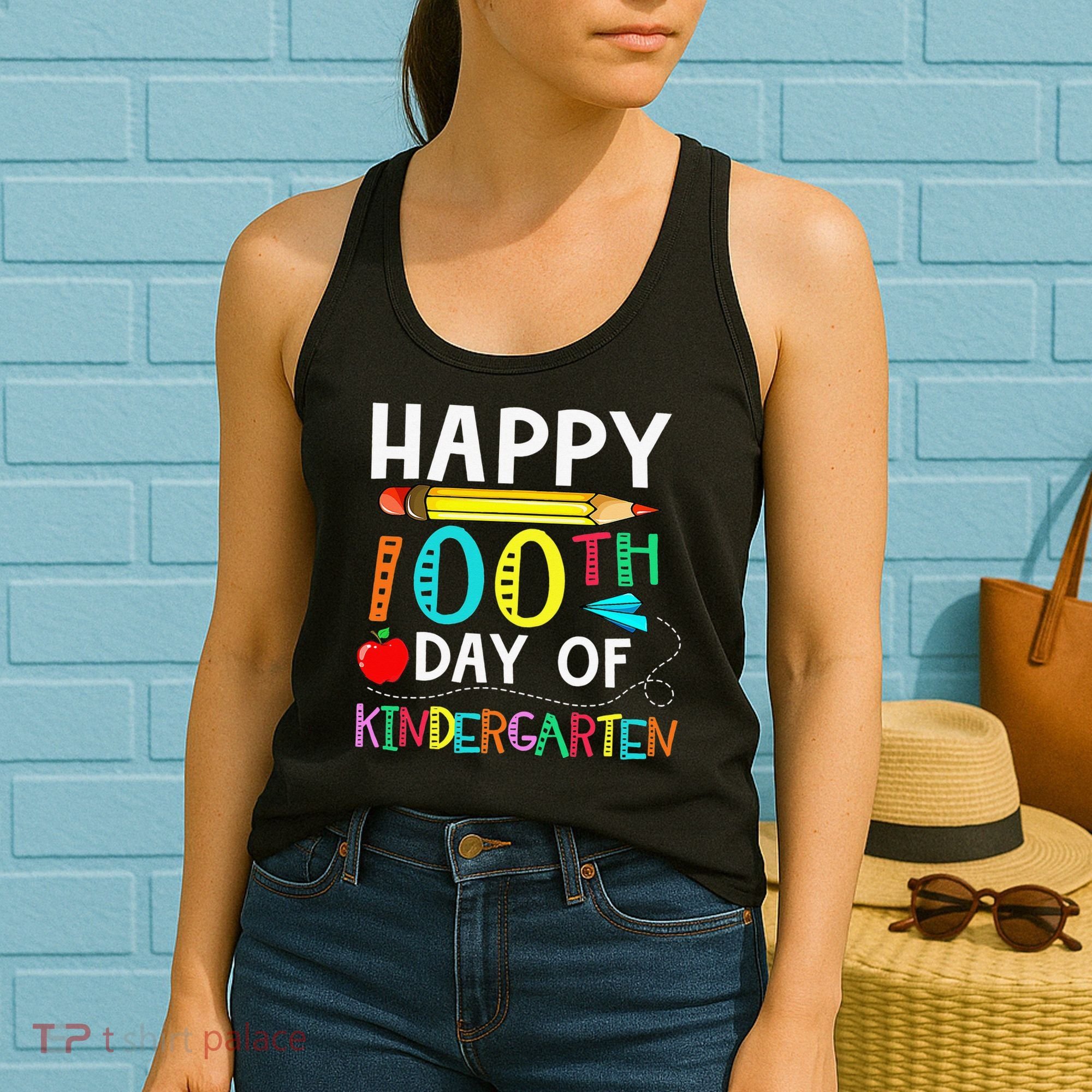 100 Days Of Kindergarten Happy 100th Day Of School Women's Tank Top