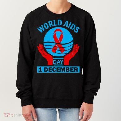 1 Dec Red Ribbon Day Support For World Aids Day Awareness Cute Gift Women's Sweatshirt