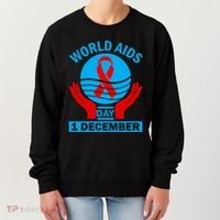 1 Dec Red Ribbon Day Support For World Aids Day Awareness Cute Gift Women's Sweatshirt thumb 0