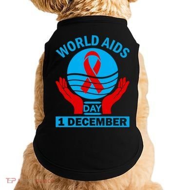 1 Dec Red Ribbon Day Support For World Aids Day Awareness Cute Gift Doggie Tank