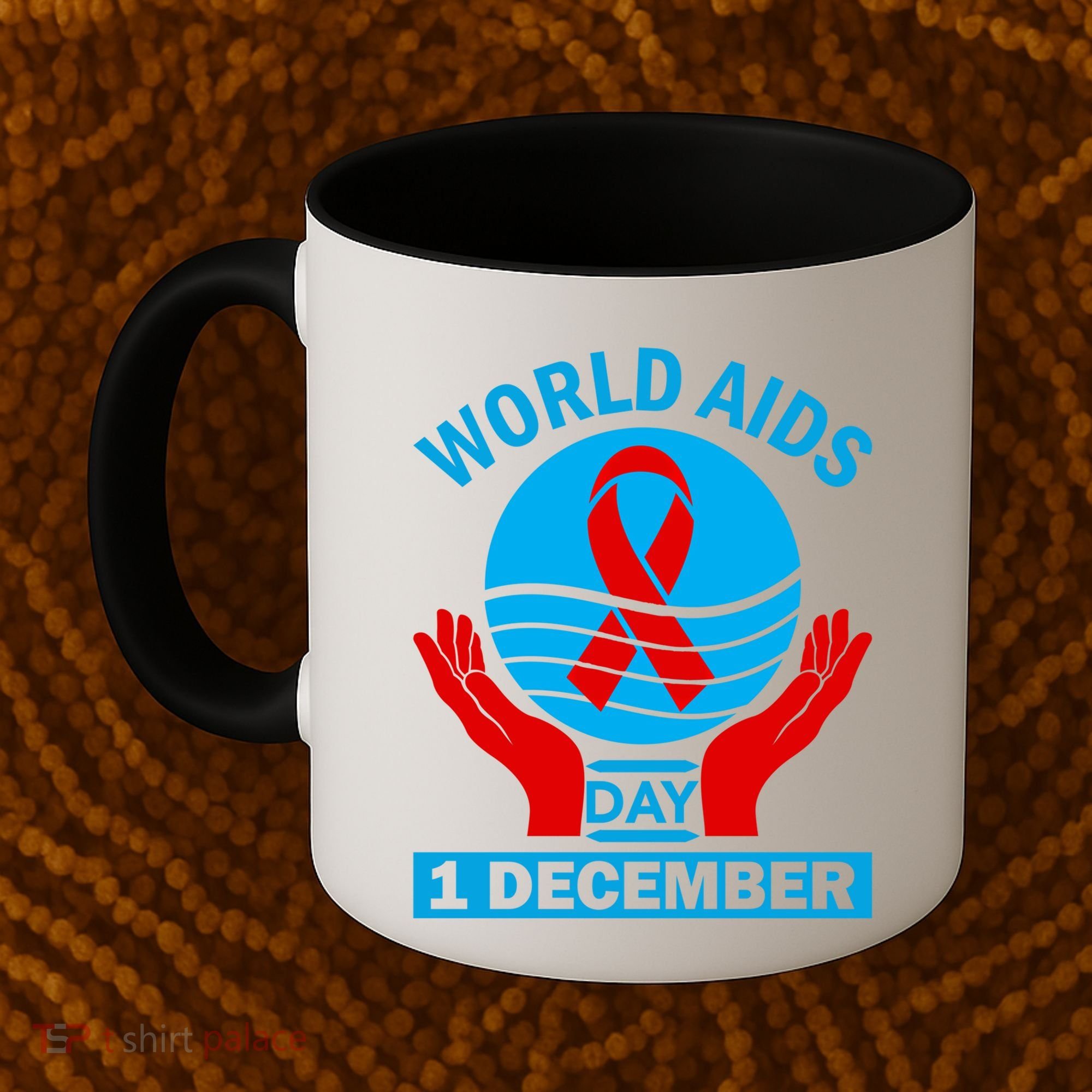 1 Dec Red Ribbon Day Support For World Aids Day Awareness Cute Gift Coffee Mug