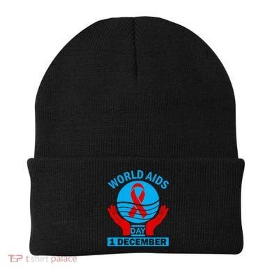 1 Dec Red Ribbon Day Support For World Aids Day Awareness Cute Gift Beanie