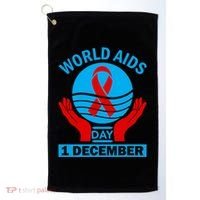 1 Dec Red Ribbon Day Support For World Aids Day Awareness Cute Gift Golf Towel thumb 0