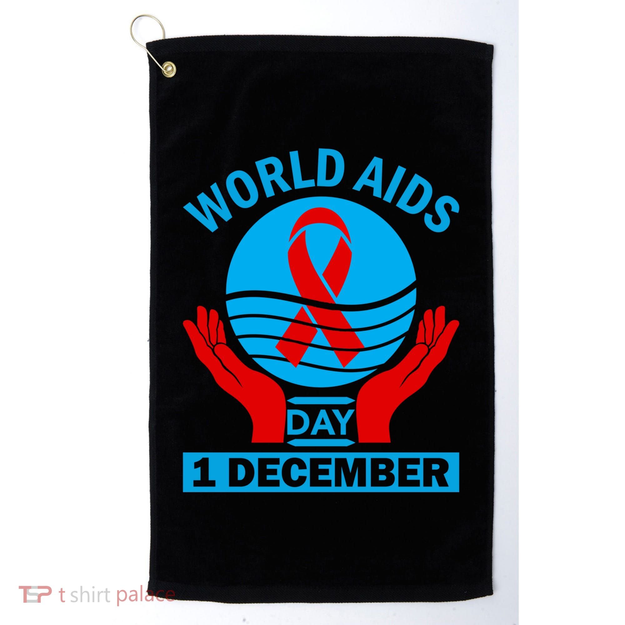 1 Dec Red Ribbon Day Support For World Aids Day Awareness Cute Gift Golf Towel
