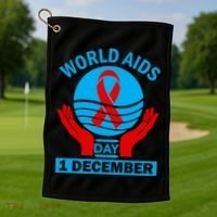 1 Dec Red Ribbon Day Support For World Aids Day Awareness Cute Gift Golf Towel thumb 1