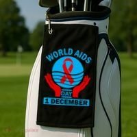 1 Dec Red Ribbon Day Support For World Aids Day Awareness Cute Gift Golf Towel thumb 2