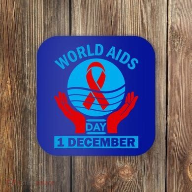 1 Dec Red Ribbon Day Support For World Aids Day Awareness Cute Gift Coaster