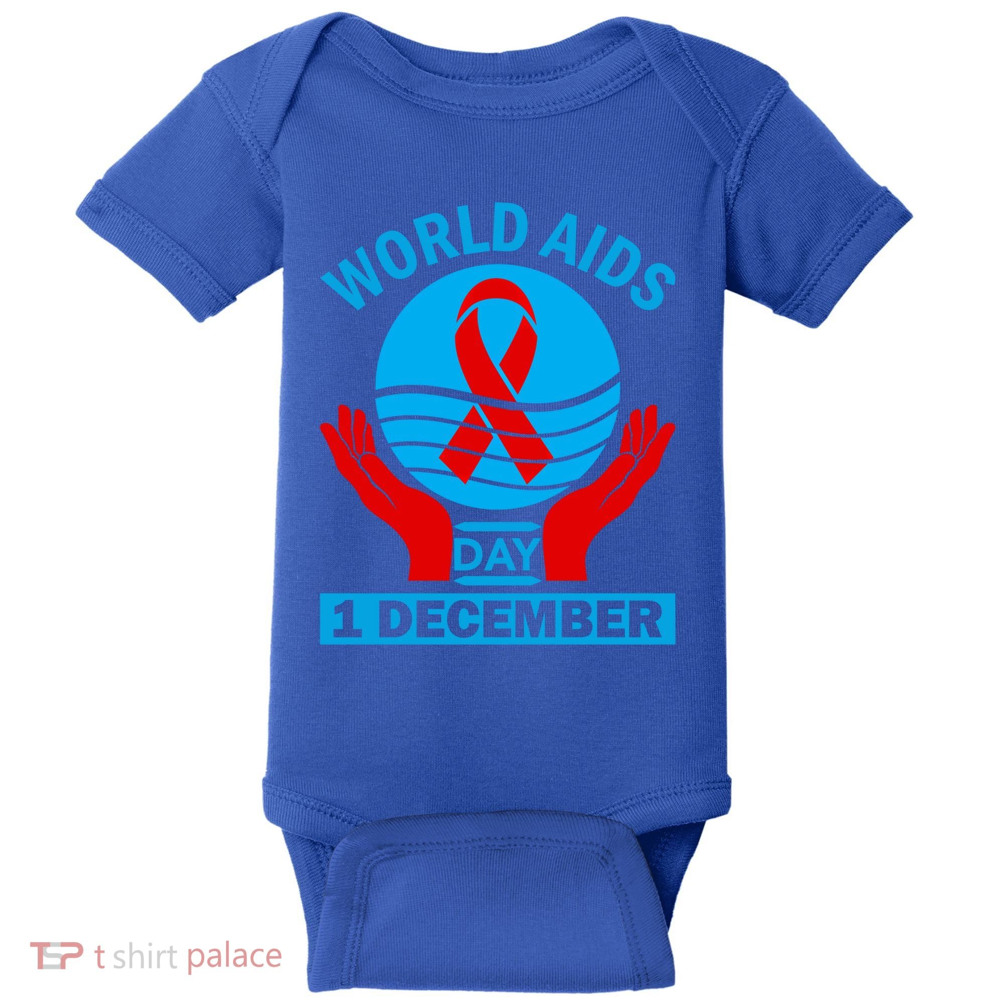 1 Dec Red Ribbon Day Support For World Aids Day Awareness Cute Gift Baby Bodysuit