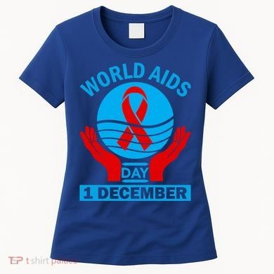 1 Dec Red Ribbon Day Support For World Aids Day Awareness Cute Gift Women's T-Shirt