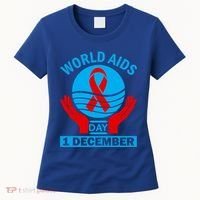 1 Dec Red Ribbon Day Support For World Aids Day Awareness Cute Gift Women's T-Shirt thumb 0