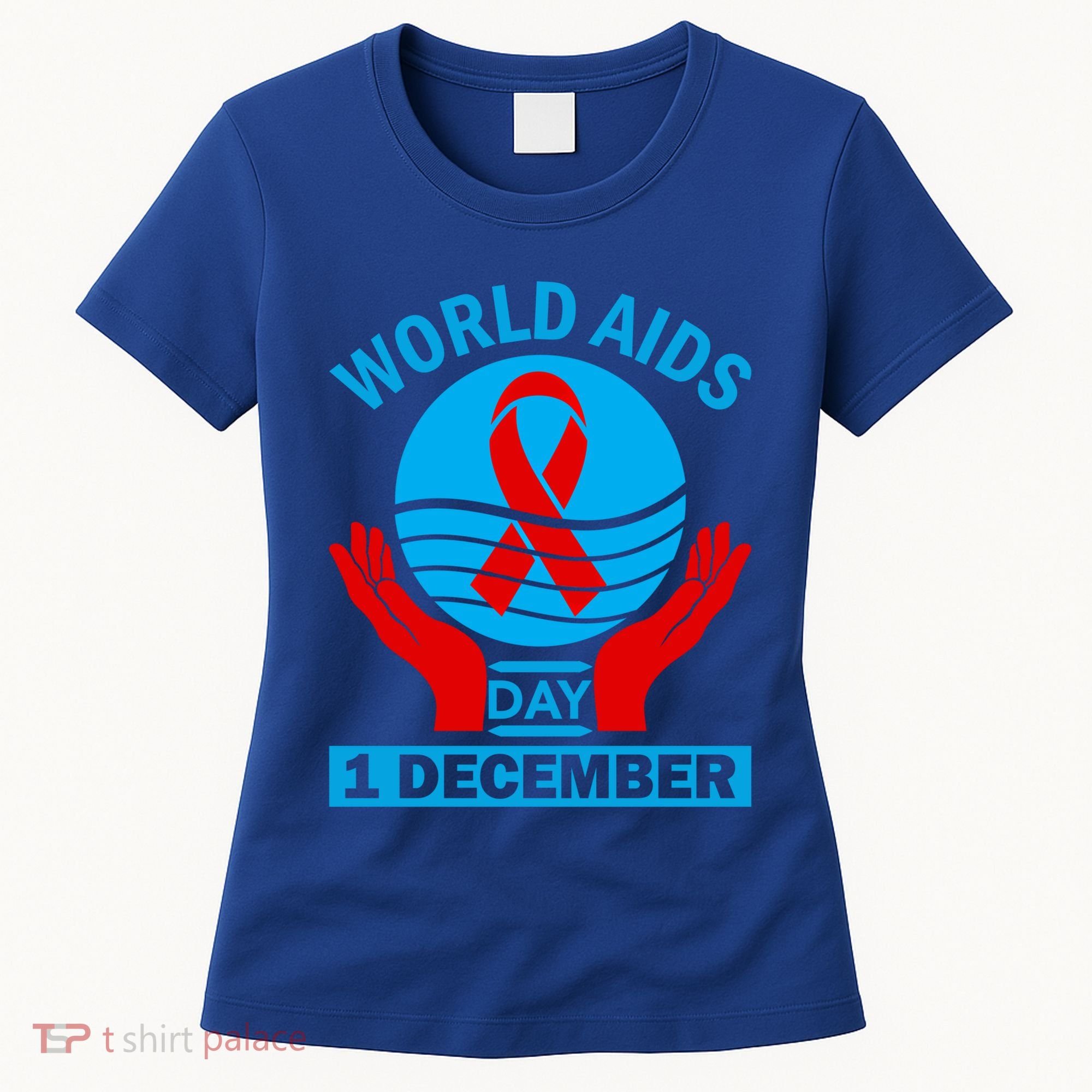 1 Dec Red Ribbon Day Support For World Aids Day Awareness Cute Gift Women's T-Shirt