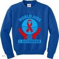 1 Dec Red Ribbon Day Support For World Aids Day Awareness Cute Gift Kids Sweatshirt thumb 0