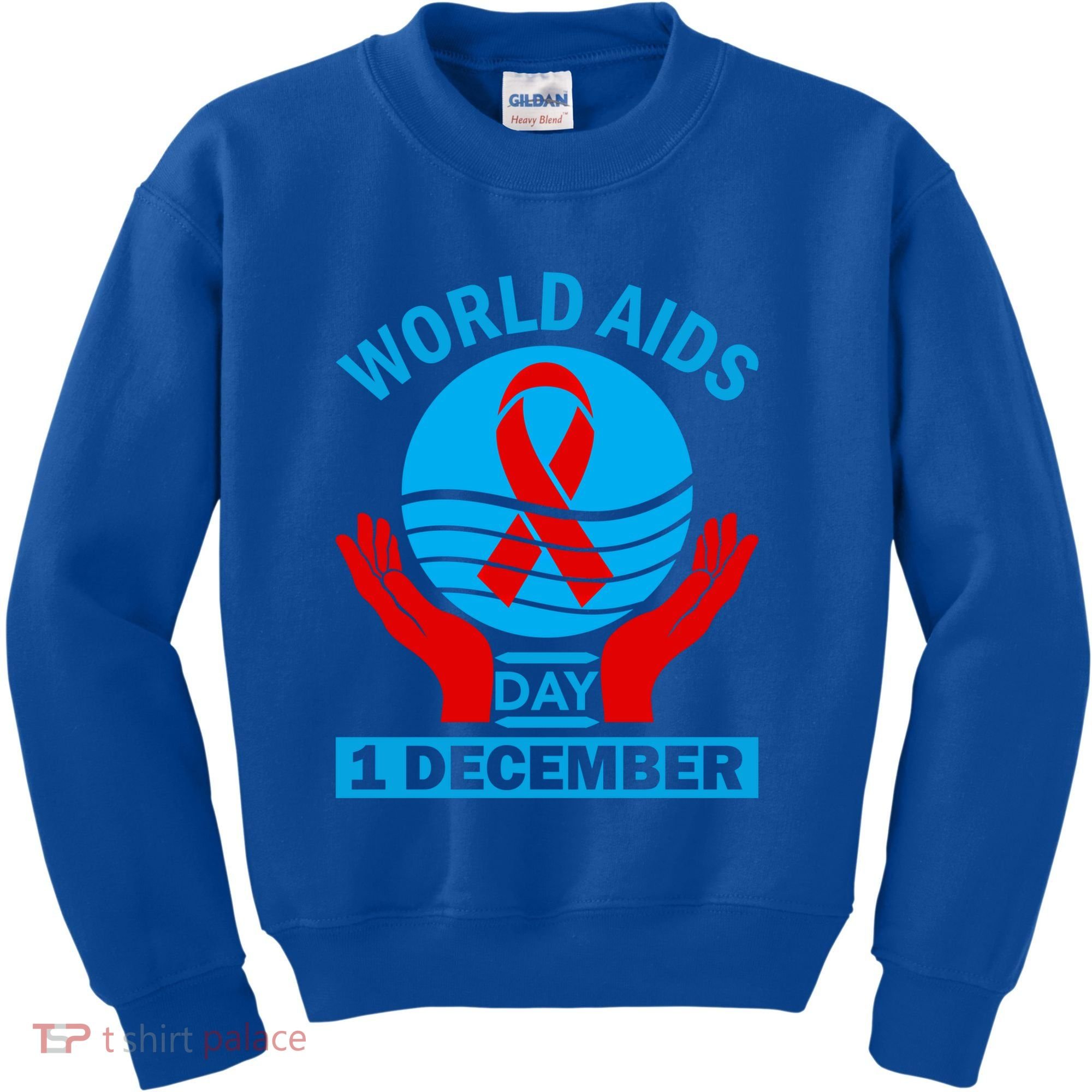 1 Dec Red Ribbon Day Support For World Aids Day Awareness Cute Gift Kids Sweatshirt