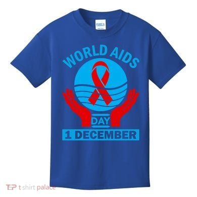 1 Dec Red Ribbon Day Support For World Aids Day Awareness Cute Gift Kids T-Shirt