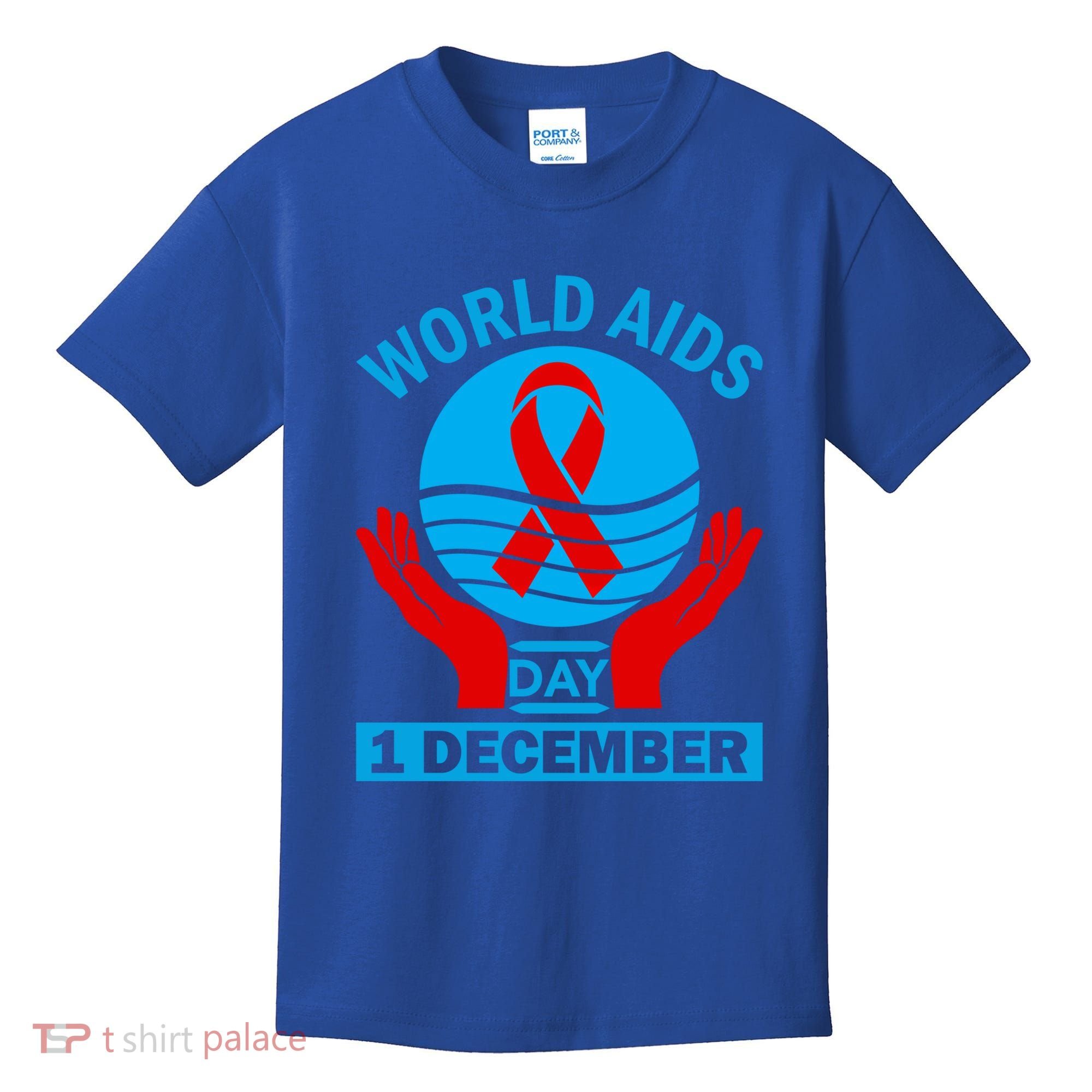 1 Dec Red Ribbon Day Support For World Aids Day Awareness Cute Gift Kids T-Shirt