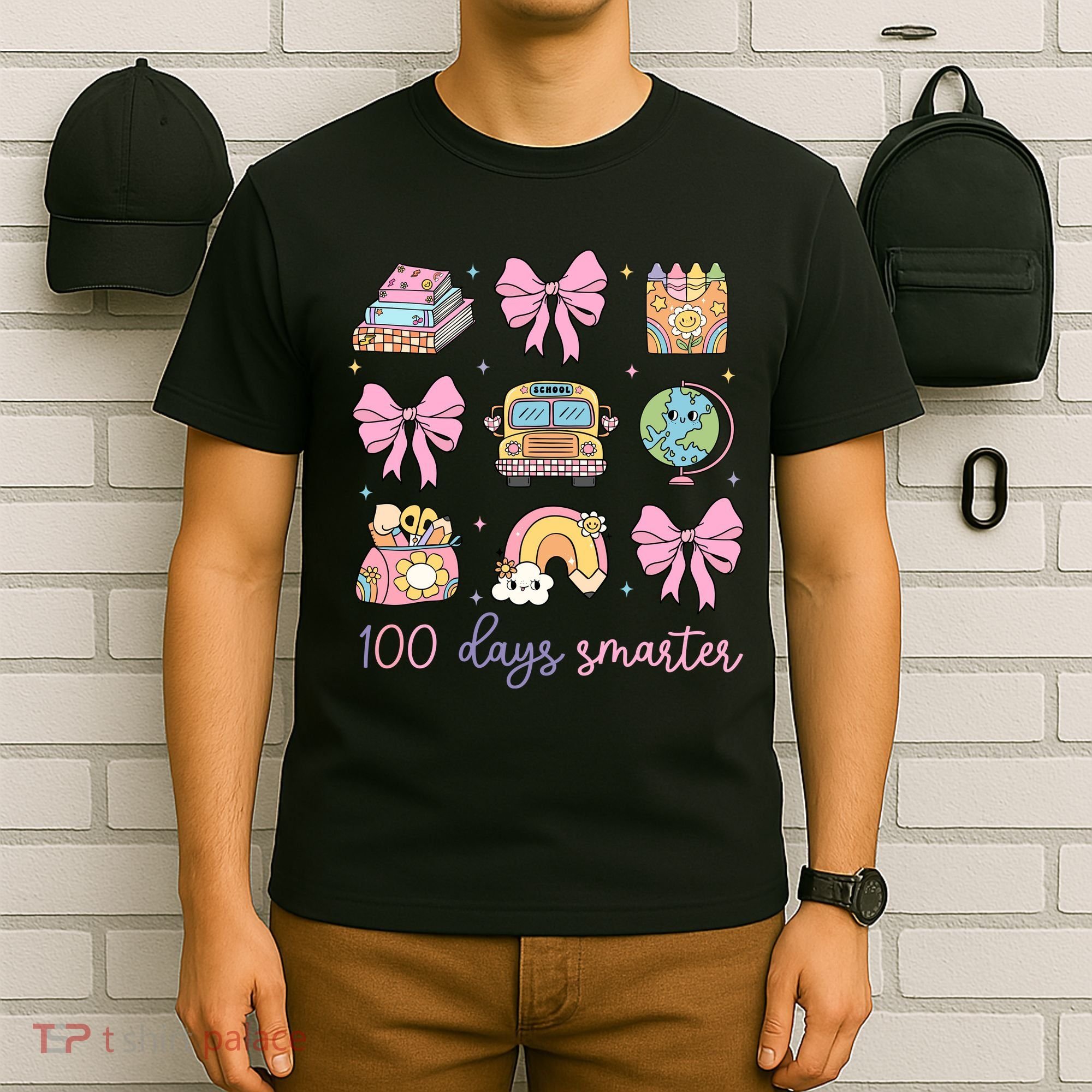 100 Days Smarter Teacher Girls Kids Cute 100th Day Of School T-Shirt