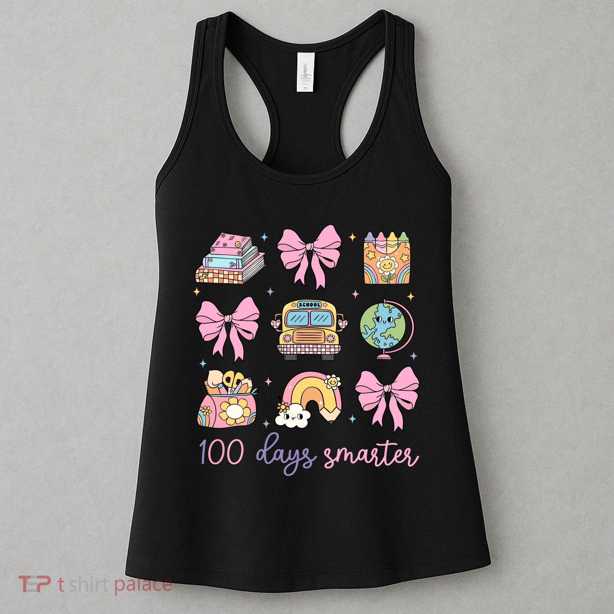 100 Days Smarter Teacher Girls Kids Cute 100th Day Of School Women's Tank Top