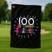 100 Days Smarter Cute 100th Day Of School Golf Towel thumb 1