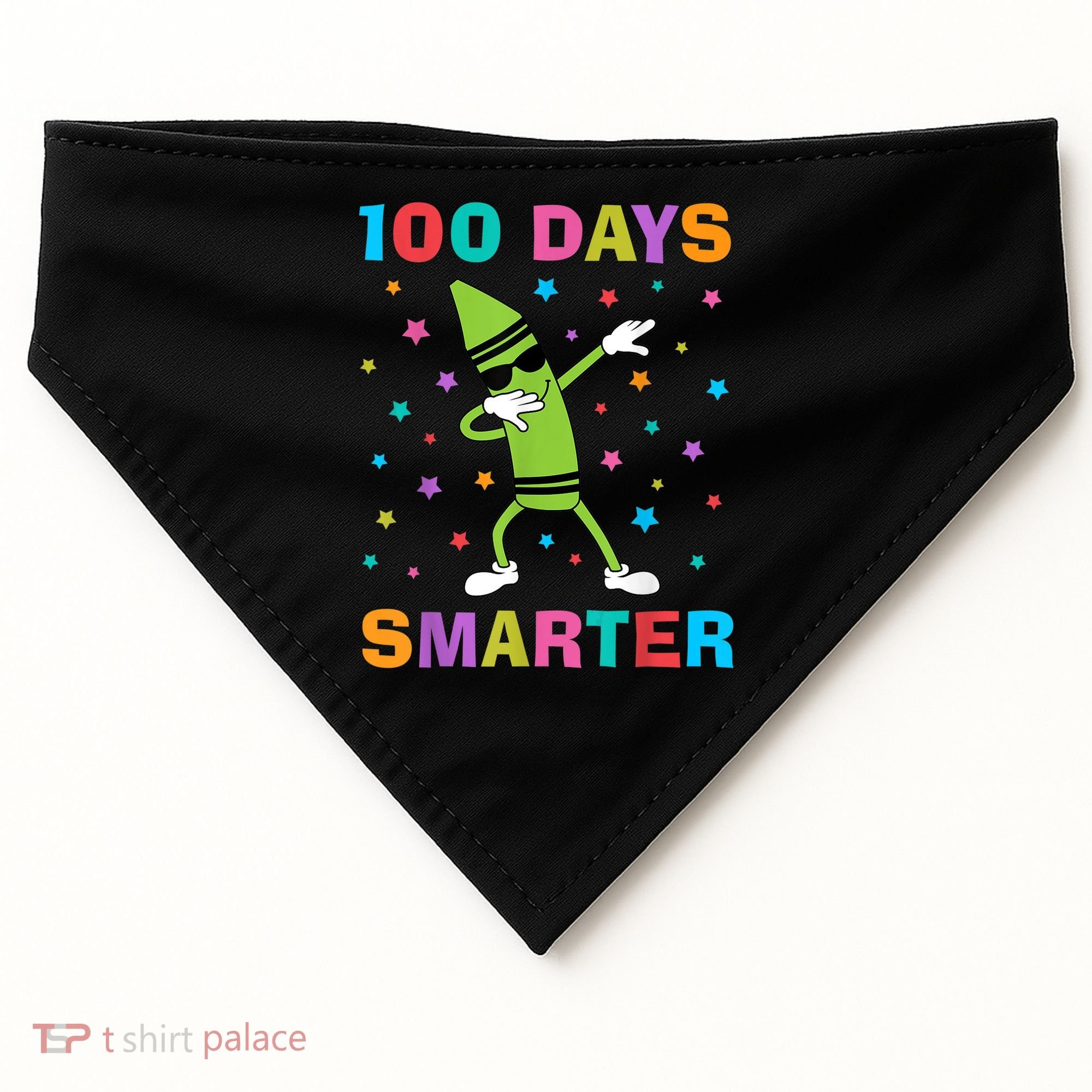 100 Days Smarter 100th Day of School Dabbing Crayon USA-Made Doggie Bandana