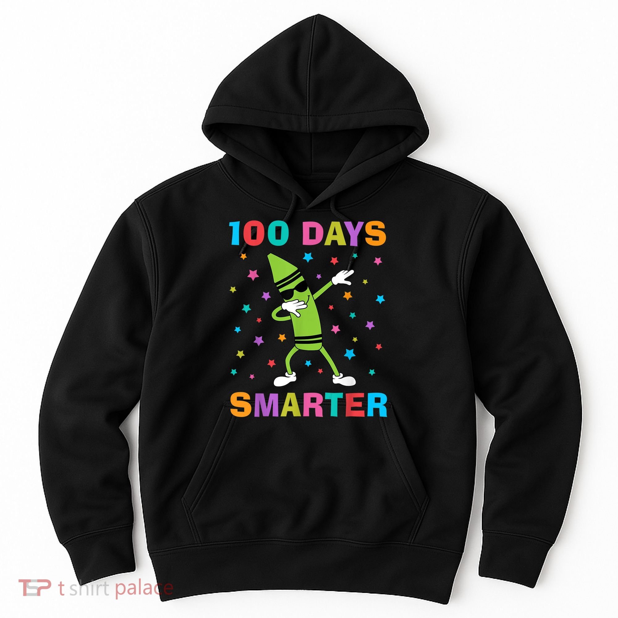 100 Days Smarter 100th Day of School Dabbing Crayon Hoodie