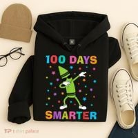 100 Days Smarter 100th Day of School Dabbing Crayon Hoodie thumb 4