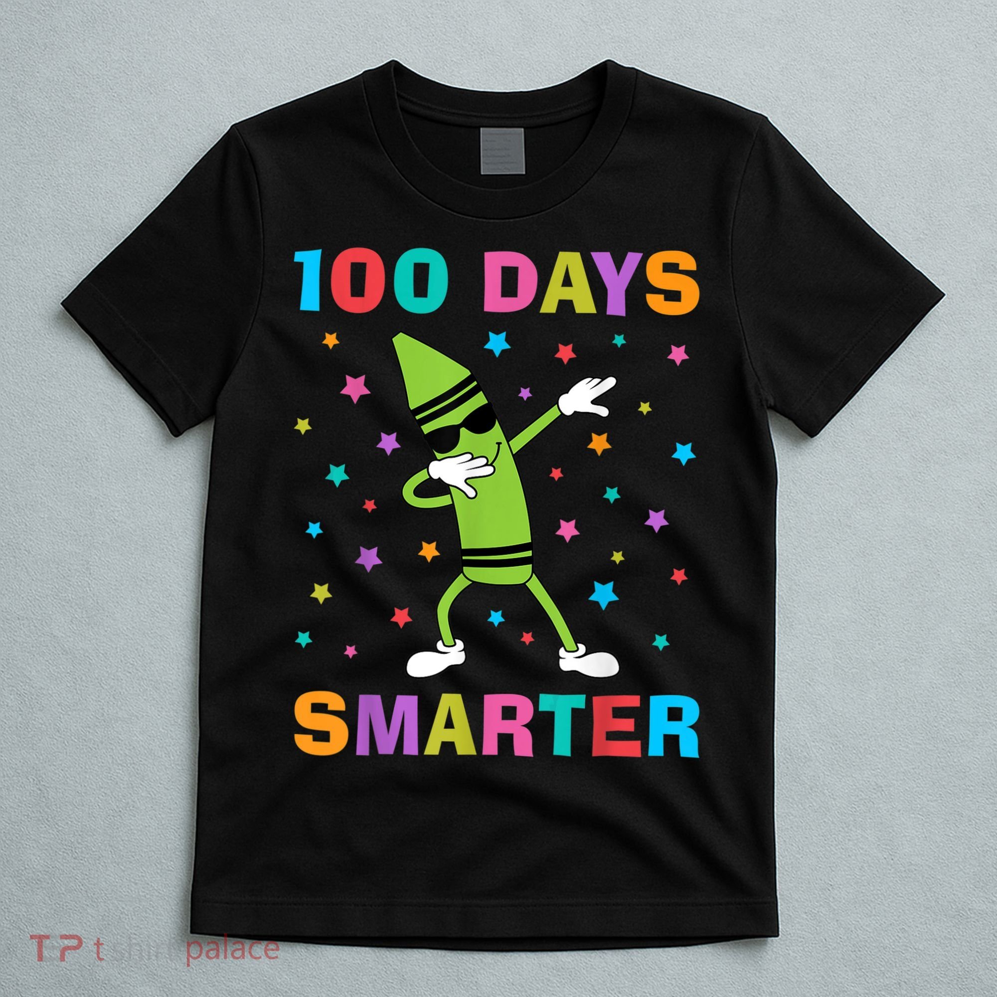 100 Days Smarter 100th Day of School Dabbing Crayon T-Shirt